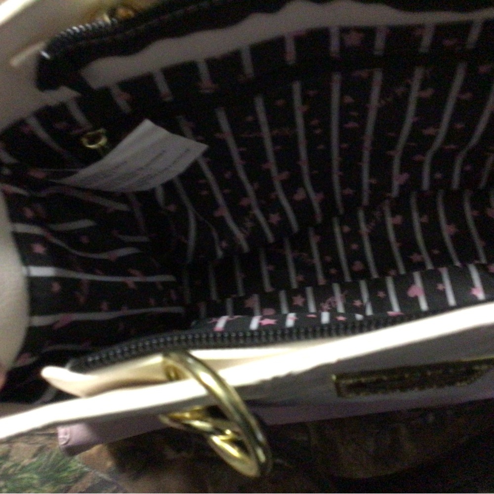 Betsey Johnson Pink, White, and Black Shoulder Bag - Picture 5 of 6